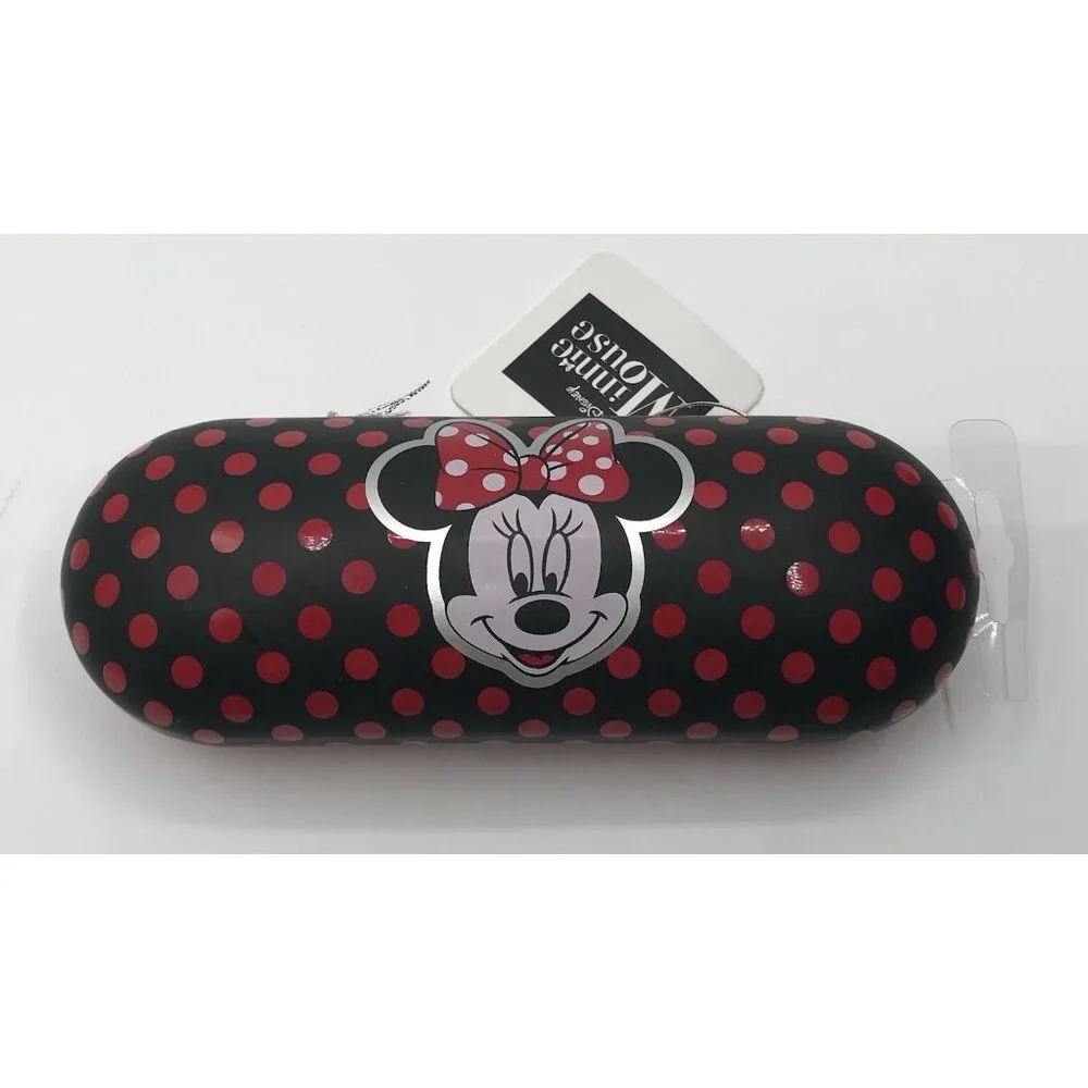 Disney Minnie Mouse Eyeglass Eyewear Hard Clam Shell Case Polka‎ Dots Red Black